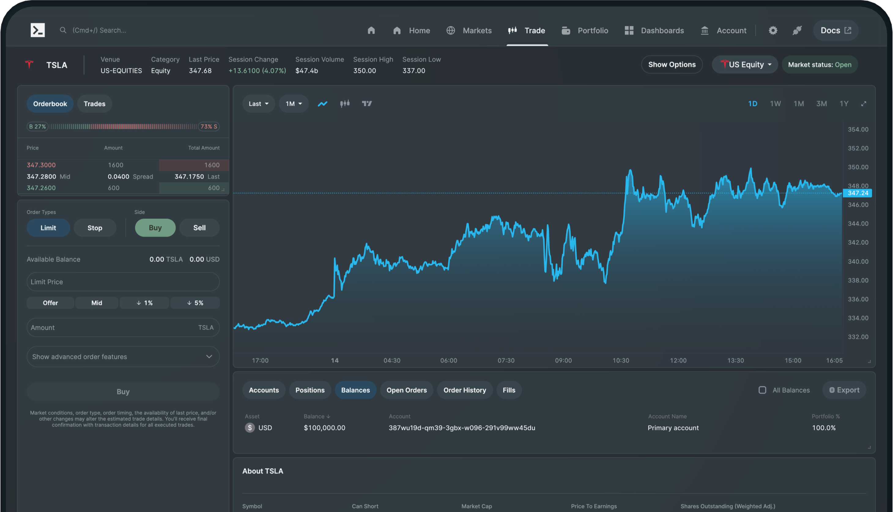 Architect Trading Platform Interface